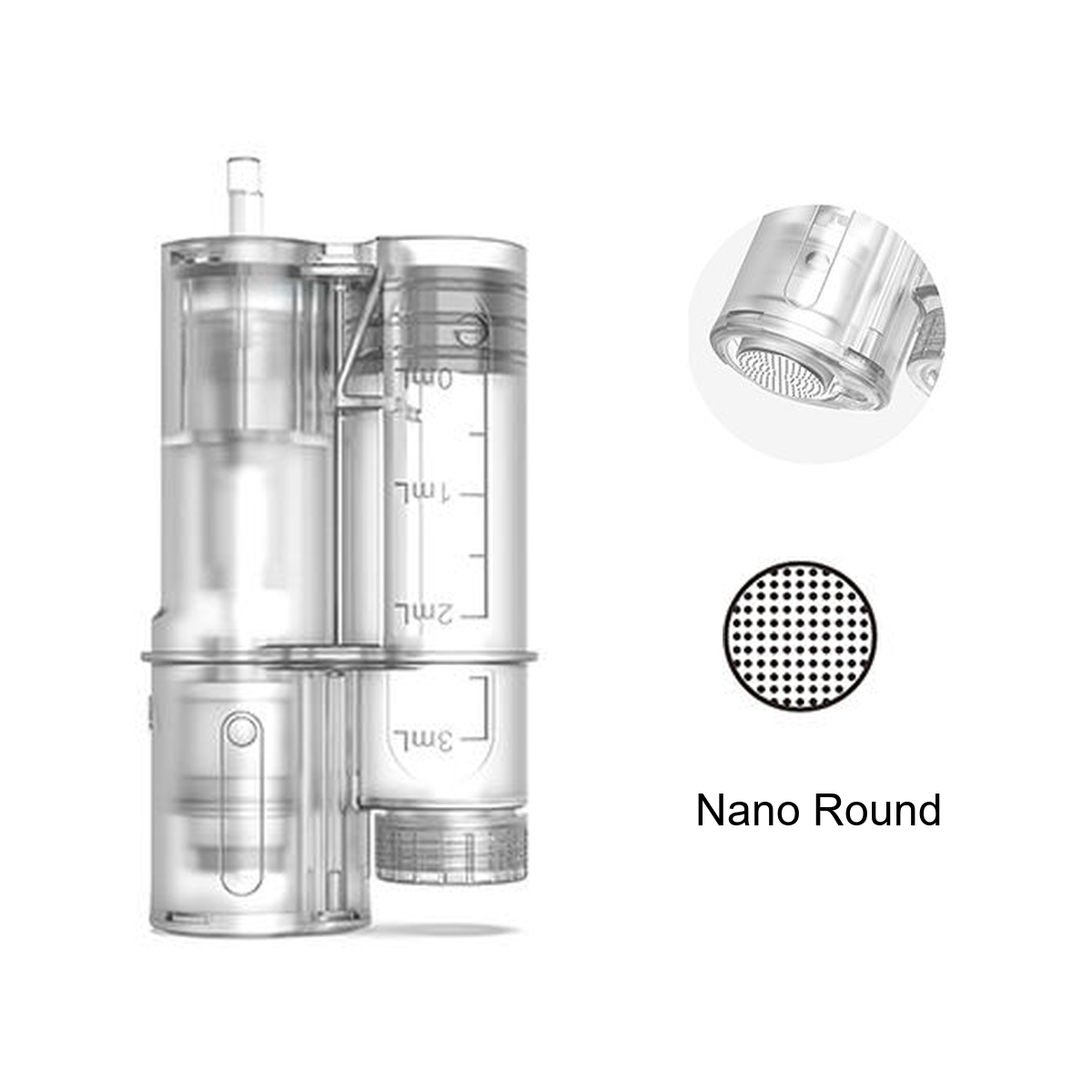 Hydra Pen H6 Nano Round replacement cartridge with graduated reservoir and round contact-tip detail
